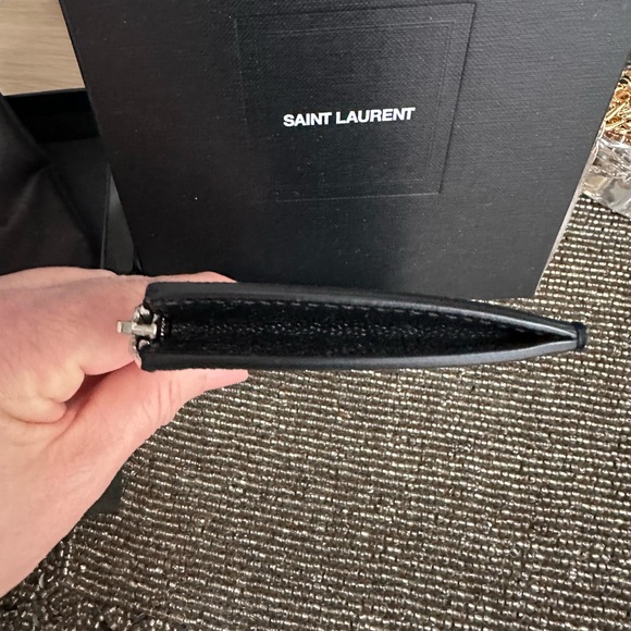 NWT Saint Laurent Grain de Poudre Leather Zip Card Holder full inclusion - Picture 5 of 11